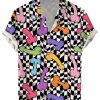 Men DJ Shirts | Mosaic Rainbow Cock Print Casual Short-Sleeved Shirt Photo Color