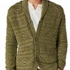 Men BXL Cardigan | Men'S Casual Double Pocket Solid Cable Knit Single Breasted Cardigan Army Green