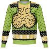 Men DJ Ugly Sweater | Fun Cock Print Crewneck Sweatshirt Green