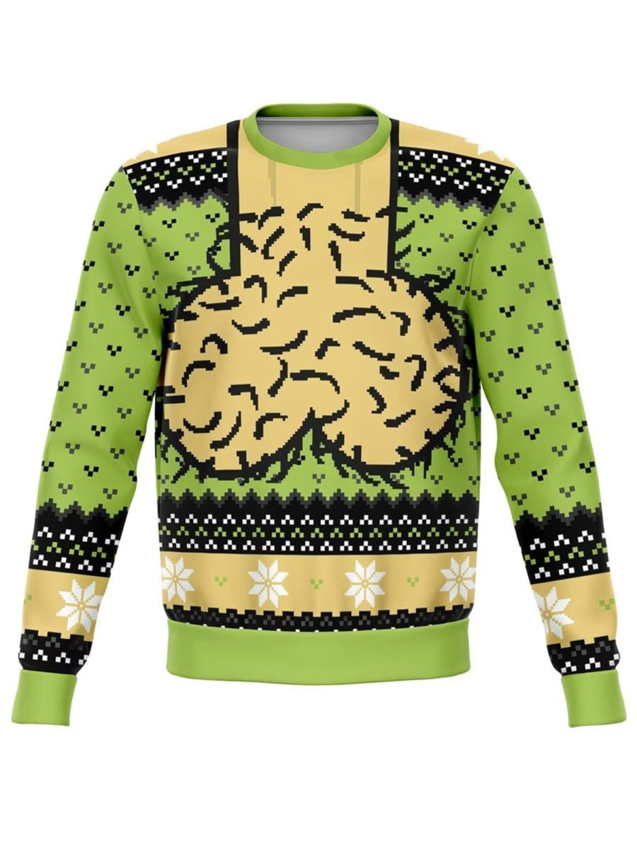 Men DJ Ugly Sweater | Fun Cock Print Crewneck Sweatshirt Green