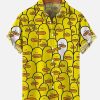 Men DJ Shirts | Duck Printing Short Sleeve Shirt Yellow