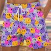 Men GYJ Shorts | Smiley Face Print Track Shorts Purple