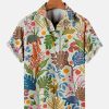 Men DJ Shirts | Casual Chest Pocket Hawaiian Print Short Sleeve Shirt Photo Color