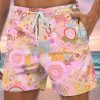 Men GYJ Shorts | Floral Pattern Casual Shorts Pink