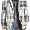 Men QMY Print Jacket | Vintage Polka Dot Print Lapel Blazer Photo Color