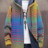 Men DJ Jacket | Retro Pattern Thick Loose Long-Sleeved Hooded Cardigan Photo Color