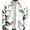 Men TH Print Jacket | Men'S Vintage Animal Print Shirt Jacket White