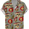 Men LJC Shirts | Sexy Mushroom Skull Print Casual Short Sleeve Shirt Photo Color