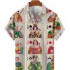 Men GYJ Shirts | Playing Card Print Casual Short Sleeve Shirt Beige