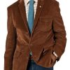 Men BXL Jacket | Men'S Solid Color Corduroy Multi-Pocket Casual Blazer Brown