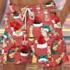 Men DJ Bottoms | Cartoon Christmas Cocks Toy Printed Casual Lace-Up Shorts Red