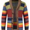 Men HLJ Cardigan | Men'S Autumn And Winter Lapel Colorblock Knit Cardigan Red