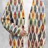 Men DJ Print Cardigan | Multicolor Geometric Print V-Neck Knitted Cardigan Photo Color