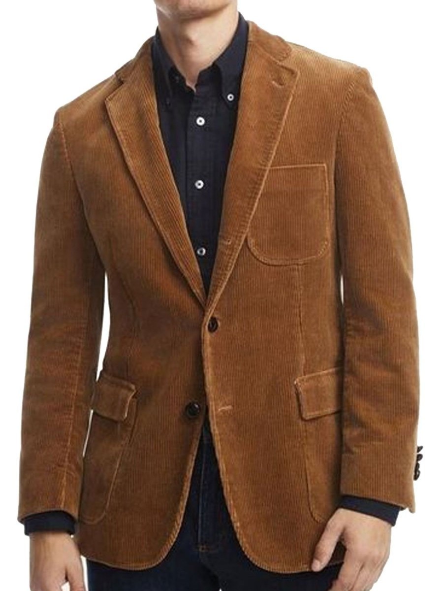 Men BXL Jacket | Men'S Vintage Corduroy Multi-Pocket Casual Blazer Brown