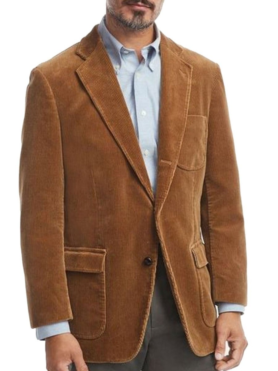 Men BXL Jacket | Men'S Vintage Corduroy Multi-Pocket Casual Blazer Brown