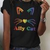 Women DJ | Women'S Lgbt Rainbow Gradient Pride Ally Cat Casual Print T-Shirt