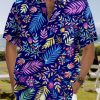 Men DJ Shirts | Rainbow Botanical Print Short Sleeve Shirt Photo Color