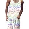 Men DJ Set | Colorful Breast Print Tank Top And Shorts Two-Piece Set Photo Color