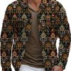 Men DJ Jacket | Vintage Ethnic Print Pocket Single Breasted Lapel Jacket Photo Color