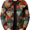 Men DJ Jacket | Vintage Ethnic Color Block Print Pocket Single Breasted Lapel Jacket Photo Color