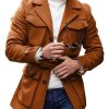 Men DJ Jacket | Solid Color Multi-Pocket Lapel Lace-Up Woolen Coat