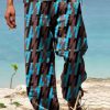 Men GYJ Bottoms | Men'S Geometric Drawstring Pocket Trousers Brown