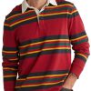 Men TH Casual Shirts | Men'S Retro Rugby Striped Long Sleeve Shirt Red