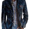 Men TH Print Jacket | Retro Starry Sky Print 3 Pocket Lapel Casual Blazer Blue