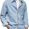 Men BXL Casual Shirts | Men'S Retro Denim Casual Jacket Shirt Light Blue