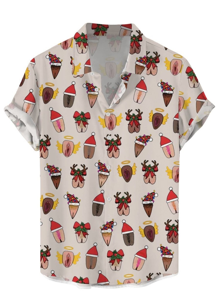 Men DJ Shirts | Interesting Christmas Printing Casual Short -Sleeved Shirt