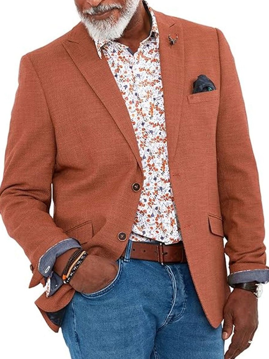 Men TH Jacket | Men'S Standout Single Breasted Blazer Orange