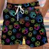 Men GYJ Bottoms | Dog Paw Print Track Shorts Black