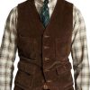 Men BXL Vest | Men'S Vintage Solid Color Corduroy Multi-Pocket Vest Brown