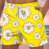 Men GYJ Bottoms | Men'S Daisy Print Casual Shorts Yellow