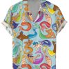 Men DJ Shirts | Rainbow Mermen Print Short Sleeve Shirt Photo Color