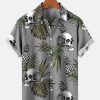 Men HLJ Shirts | Men'S Hawaiian Pineapple Skull Print Short Sleeve Shirt Photo Color