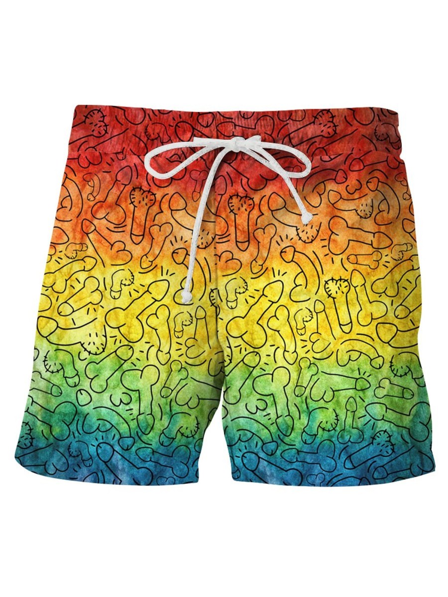 Men HLJ Bottoms | Cock Gradient Rainbow Drawstring Board Shorts