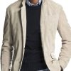 Men BXL Jacket | Vintage Multi-Pocket Lapel Solid Suede Casual Blazer Beige