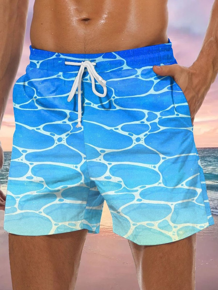 Men GYJ Bottoms | Men'S Sea Gradient Print Casual Shorts Blue