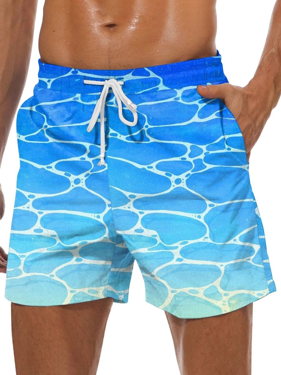 Men GYJ Bottoms | Men'S Sea Gradient Print Casual Shorts Blue