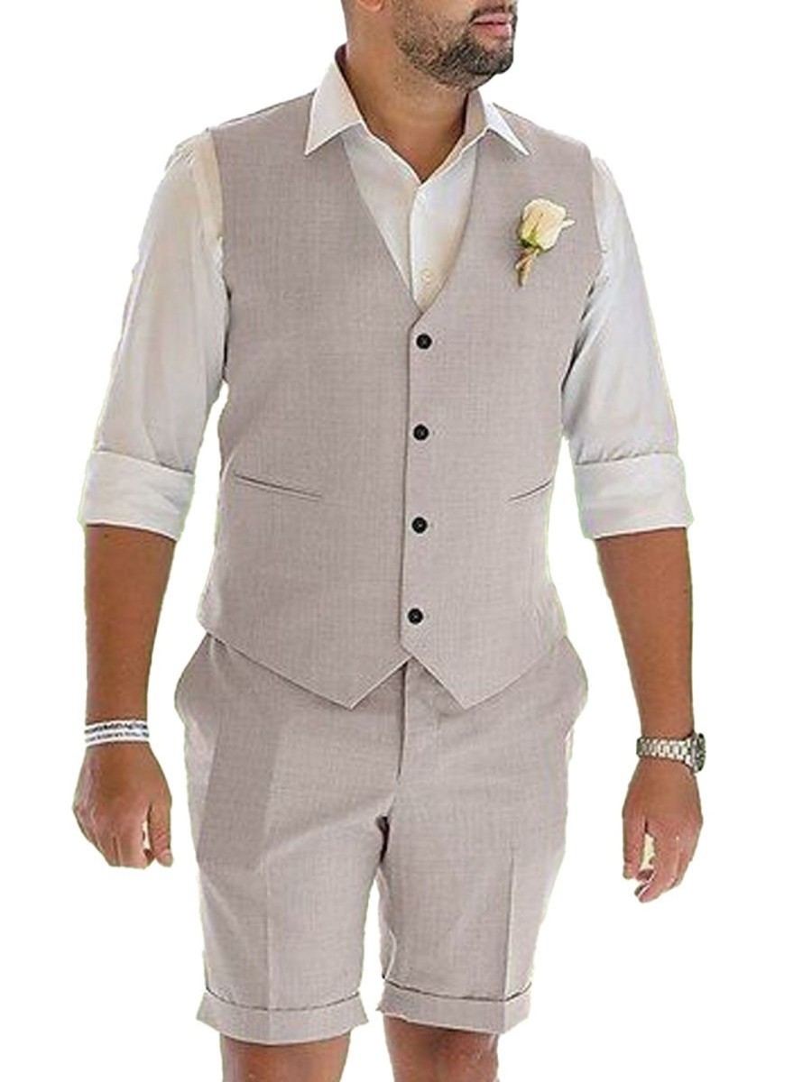 Men DJ Set | Suit Vest And Shorts Two-Piece Suit Gray