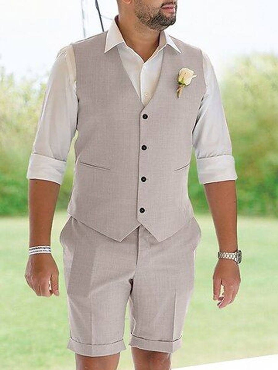 Men DJ Set | Suit Vest And Shorts Two-Piece Suit Gray