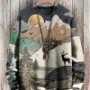 Men BXL Print Sweater | Casual Loose Gold-Embellished Christmas Round Neck Pullover Knitted Sweater Photo Color