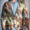 Men BXL Print Cardigan | Men'S Colorful Yarn Button V-Neck Woolen Cardigan Brown