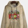 Men LJC T-Shirts | Snowman Santa Mug Print Pocket Hoodie Photo Color