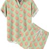 Men GYJ Set | Hip Print Casual Short Sleeve Shirt Shorts Two-Piece Set Light Green