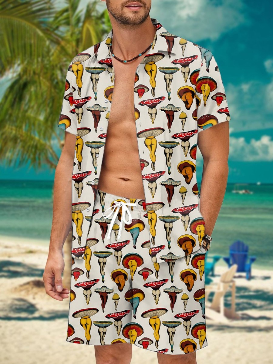 Men HWT Set | Men'S Sets Holiday Sexy Mushroom Print Two Piece Sets