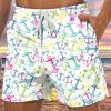 Men GYJ Shorts | Colorful Anchor Print Track Shorts White