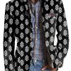 Men BXL Print Jacket | Men'S Pellis Print Pocket Casual Blazer Black