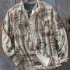 Men DJ Jacket | Vintage Print Pocket Lapel Casual Jacket Khaki